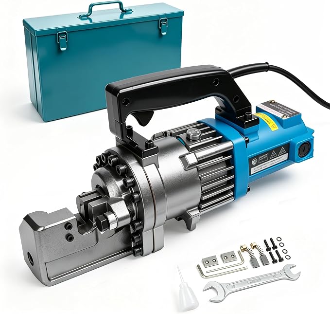 7/8" Electric Hydraulic Rebar Cutters 1400W Portable Rebar Cutter 110V/60Hz Fast Cutting 4-22mm #3– #7 in 1.5-2.5s for Construction with Stainless Steel Carry Case RC-22