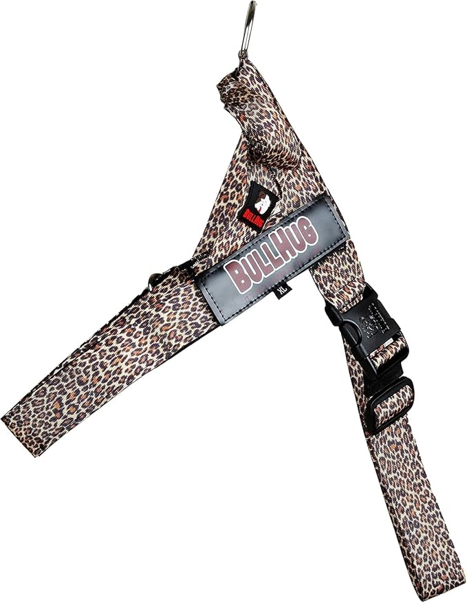 Adjustable Dog Harness– No Pull, No Choke – for English Bulldogs, French Bulldogs, Pugs & Broad-Chested Breeds – Easy, Safe Walks (Leopard Pink, XL)