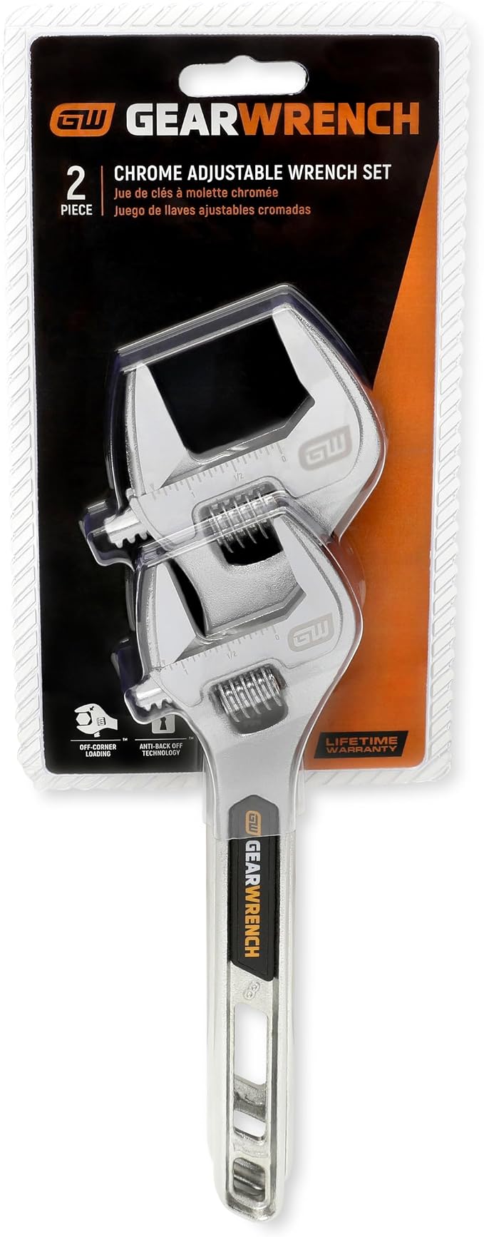 GEARWRENCH 2 Piece Chrome Adjustable Wrench Set | 89750