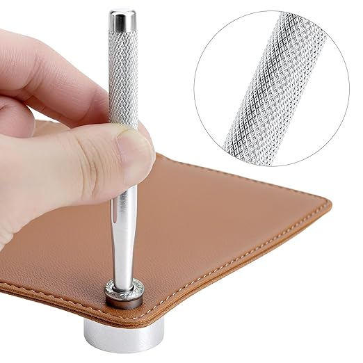 QWORK Punch Tool Punch Snap Kit, Set of 11 Pcs Stainless Steel Rivet Setting Tool, Round Hole Punch Die Tool