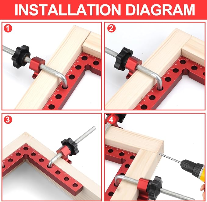 Corner Clamp for Woodworking, 90 Degree Right Angle Clamp, 8 Pack 5.5" & 2.5" Aluminum Alloy Positioning Squares for Cabinets & Picture Frames
