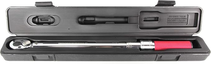 Powerbuilt Micrometer Torque Wrench, 1/2 Inch Drive, Dual Scale, Working Range 30 to 150 Ft-Lbs, Retractable Lock, Storage Case - 649974