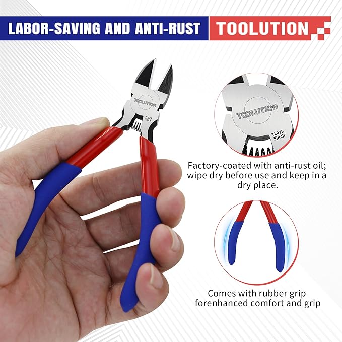 10 Pack 5" Small Wire Cutters - Side Cutter for Crafting Diagonal Cutting Pliers - Spring Loaded Wire Snips Dikes Clippers - Flush Cutters for Jewelry Making Artificial Flowers