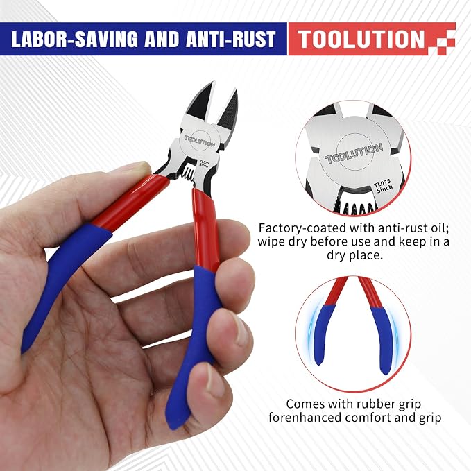 5" Small Wire Cutters - 5 Pack Side Cutter for Crafting Diagonal Cutting Pliers - Spring Loaded Wire Snips Dikes Clippers - Flush Cutters for Jewelry Making Artificial Flowers