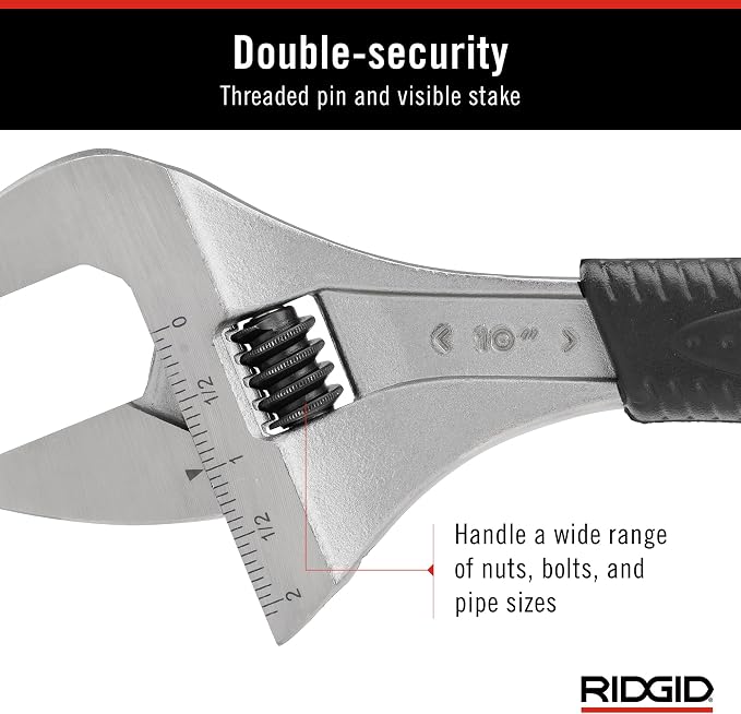 RIDGID 81738 10” Super Wide Capacity, Adjustable Wrench