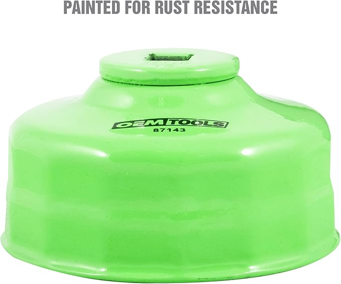 OEMTOOLS 87143 74/76MM and 15 Flute Oil Filter Wrench, Green Oil Filter Wrench, Fits 3/8" Ratchet, Non-Slip Grip, Rust-Resistant