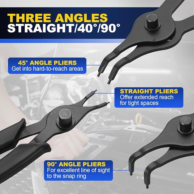 DASBET 14PCS Snap Ring Pliers Set with 45°/90° Bent & Straight