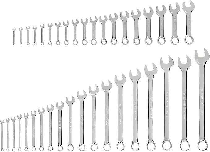 TEKTON Stubby and Standard Combination Wrench Set, 38-Piece | WCB90911 | (1/4 - 1-1/4 in.), Chrome Finish
