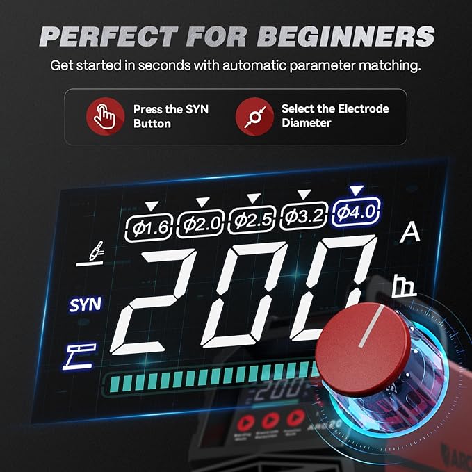 ARCCAPTAIN Stick Welder, [Large LED Display] 200A ARC/Lift TIG Welding Machine with Synergic Control, IGBT Inverter 110V/220V Portable MMA Welder Machine with Hot Start, Arc force and Anti-Stick