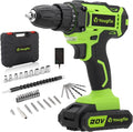 Cordless Drill Driver Set 20V Power with Battery Charger and Carrying Case, 25+1 Torque Electric Drill, Variable Speed, 266 In-lb, 3/8'' Keyless Chuck, 34pcs Driver Bit, for Women, Green