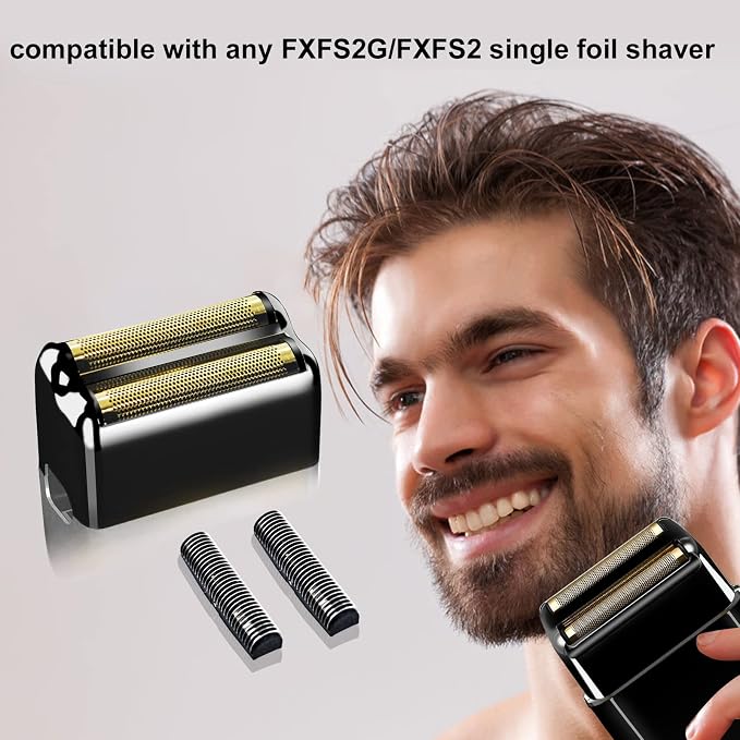 Black Replacement blades Foil and Cutters Compatible with BaBylissPRO Barberology FXFS2 Shaver foil Replacement Heads(1 pack ）