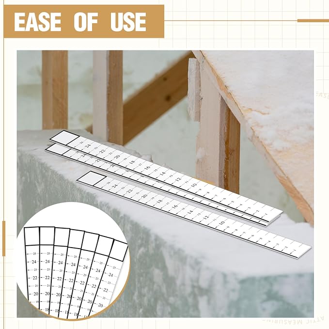 Attic Measuring Rulers (Case of 200), 25 Inch, Card Stock, Attic Insulation R Value Ruler for Insulators Ceiling Insulation