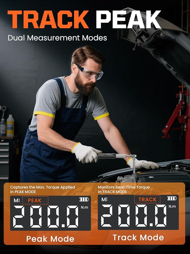 Digital Torque Wrench, 7.38-147.5 ft.lb/10-200 Nm, 1/2" Drive Inch Pound Torque Wrench Electronic with Buzzer & Colorful LED Indicator Cars Automotive