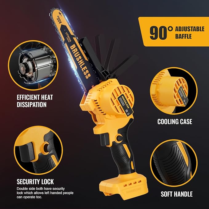 Cordless Mini Chainsaw 8 Inch for Dewalt 20V MAX Battery Powered (NO Battery), Electric Chainsaw, Cordless Hand Chainsaw, Portable Small Rechargeable Pruning Chain Saw for Wood Cut Tree Trimming