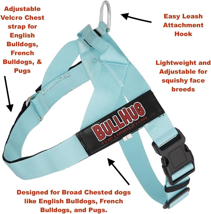 Adjustable Dog Harness– No Pull, No Choke – for English Bulldogs, French Bulldogs, Pugs & Broad-Chested Breeds – Easy, Safe Walks (Baby Pink, XL)