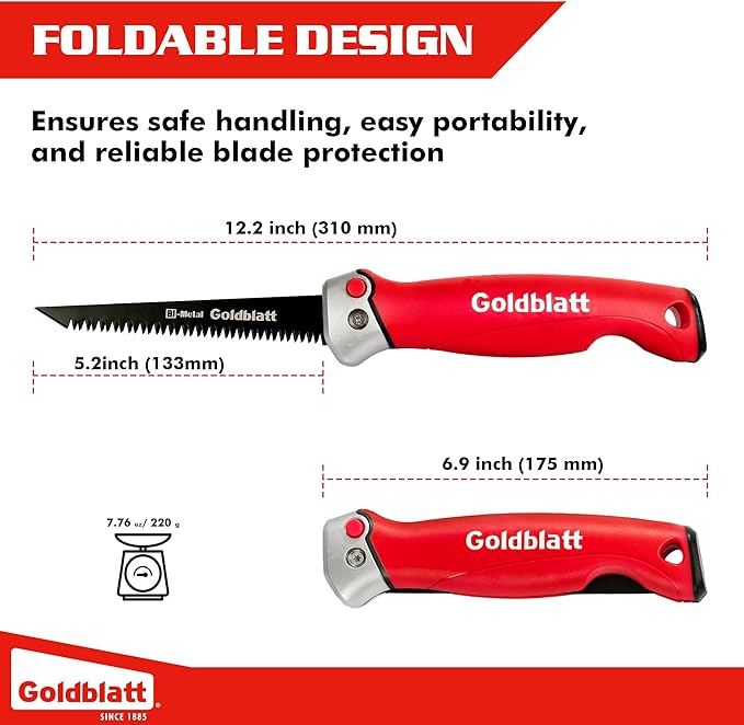Goldblatt Folding Drywall Saw, Jab Saw, Hand Saws with Soft Grip Handle, Sheetrock Saws for Wallboard, Drywall, Plywood and PVC