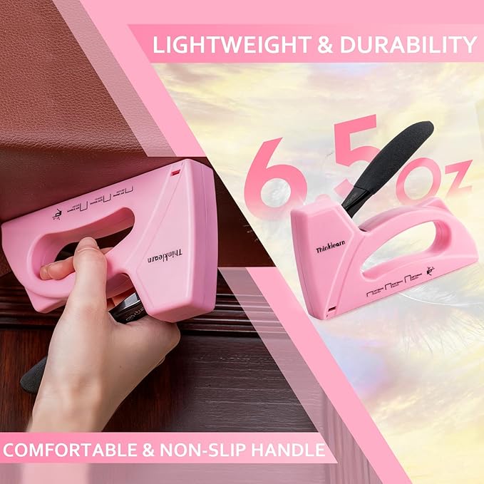 Pink Staple Gun for Crafting Projects, Light Duty Staple Gun for Wood with 1600pcs JT21 Staples 1/4, 5/16, 3/8 inch, Fabric Stapler Gun for Crafts, Bulletin Board Stapler for Teachers