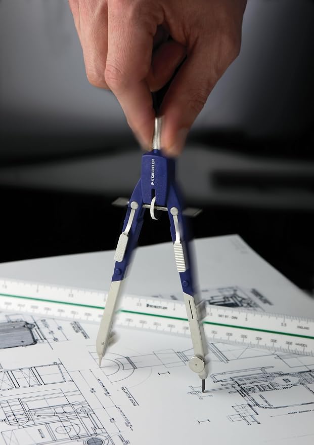 STAEDTLER Mars Comfort Metal 6" Compass Set with Case, Adaptor & Lead