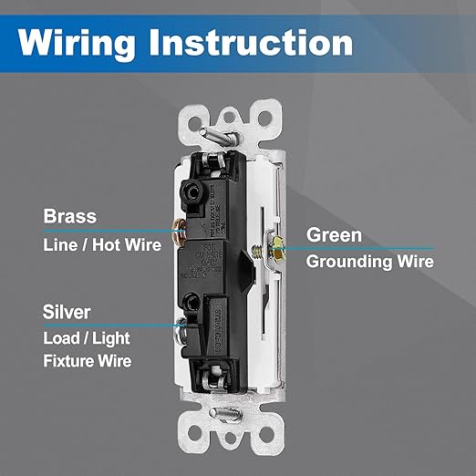 BESTTEN 60 Pack Single Pole Decorator Wall Light Switch with Wallplate, 15A 120/277V, On/Off Rocker Paddle Interrupter, UL Listed, White