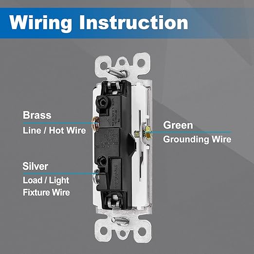 BESTTEN 40 Pack Single-Pole Light Switch, 15A 120/277V, Paddle Wall Switch, On/Off Rocker Interrupter, UL Listed, White