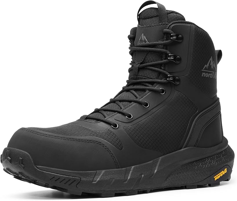 NORTIV 8 Men's Composite Toe Work Boots – 8'' Lightweight ASTM F2412-24 & ASTM F2913-24 Safety Boots with Side Zipper for Construction & Warehouse, Metrostrike-Nano