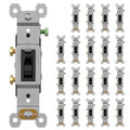 AIDA 20 Pack Single Pole Toggle Light Switch, 15 Amp, 120 Volt, Toggle Framed AC Quiet Switch, in Wall On/Off Switch Replacement, Self-Grounding, Residential and Commercial Grade, UL,Glossy Black