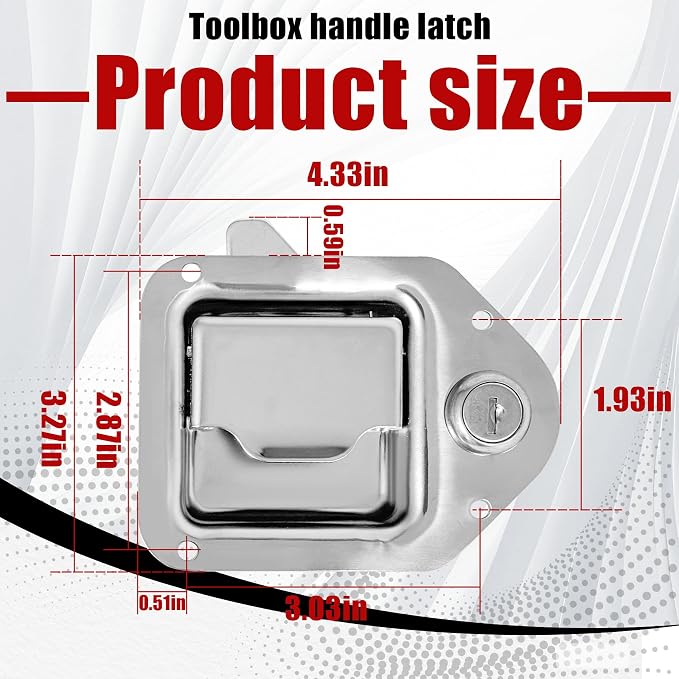 2Pcs Heavy Duty Tool Box Paddle Lock Stainless Steel Truck Toolbox Latch Replacement Kit with 2 Keys RV Trailer UTV Campers