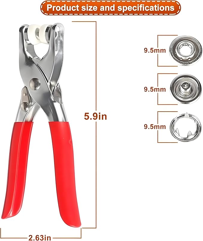 100 Sets Abruga Metal Snaps Buttons, Five Claw Buckle Installation Plier Tool Set, Snap Fastener Plier Tool, Metal Prong Snaps Buttons for Clothing Leather Crafting Sewing