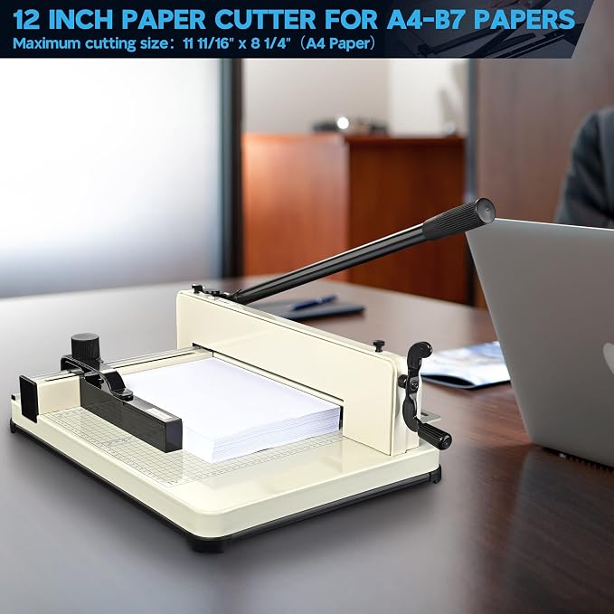 Yescom 12" Paper Cutter Heavy Duty 12 Inch Industrial Commercial Guillotine Paper Cutter 400 Sheet Large Capacity A4-12" Paper Cutter for Office, School, Picture Shop