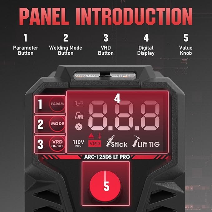 YESWELDER 125Amp Mini Stick Welder Large LED Display with Lift TIG Torch, IGBT ARC Welding Machine, 110V Hot Start Portable MMA Welder Machine, Arc force