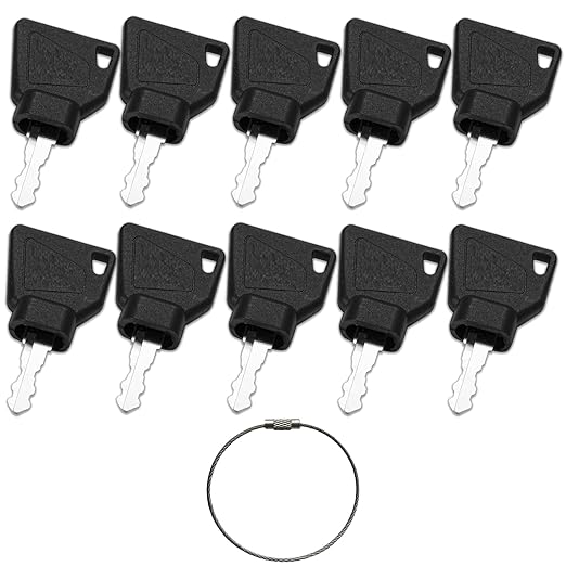 10Pcs Ignition Starter Keys for JCB Volvo, 70145501, JCB 14607 Key Compatible with JCB Skytrak Bomag Bobcat 3CX Backhoe Excavators Loaders Telehandler D110