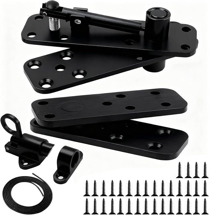 TamBee Heavy Duty Pivot Hinge Hidden Door Hinge - 570 lbs Load, Bearing, Stainless Steel, Rust Resistant, Concealed for Wood Doors, Secret Doors, Hidden Door, Bookcase Door and Bookshelf Door Black