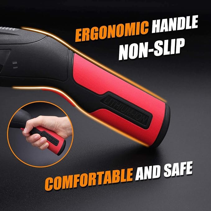 FUJIWARA Electric Scissors, 1 Rechargeable Lithium Battery and 2 Cutter Blades, Cordless Shears Cutting Tool for Fabrics/Canvas/Carpets/Leather/Cardboard/Other Thin Materials Red