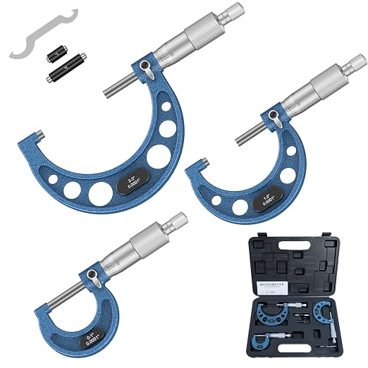 HDLNKAK Outside Micrometer Set, 0-3" Machinist Micrometer, 3 Pcs Machinist Tool Set, 0.0001" Graduation Micrometer Set, Alloy Precision Micrometer, Micrometer Standard Set with Case