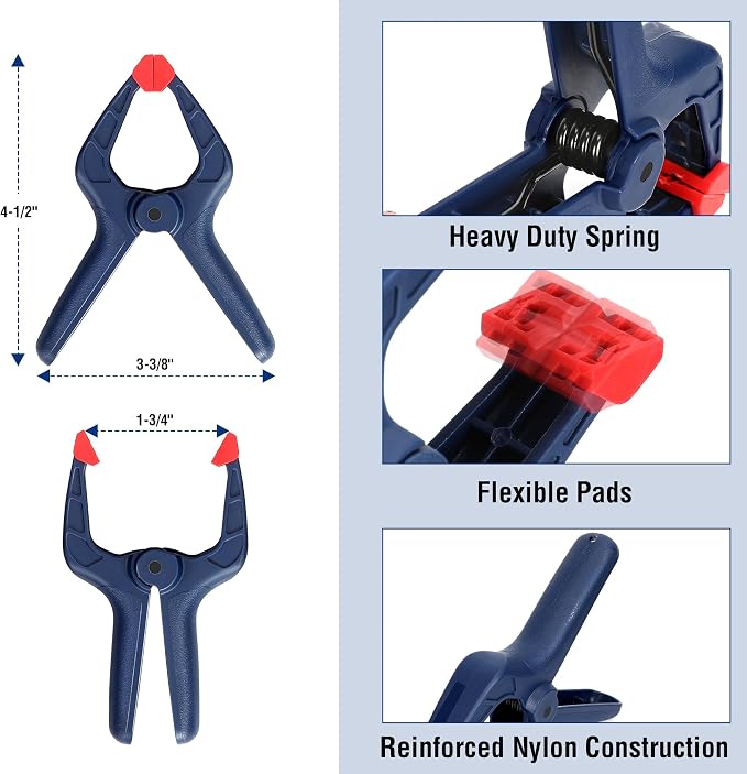WORKPRO 10-Pack Bar Clamps for Woodworking, 6-Inch (2) Mini & (2) Light Duty and 12-Inch (2) Wood Clamps & 4-1/2-Inch (4) Spring Clamps, F Clamp with 50/150 LBS Load Limited