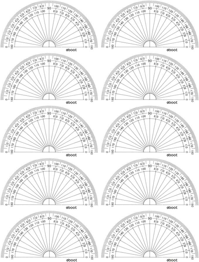 EBOOT 10 Pack Plastic Protractor, 180 Degrees Protractor for Angle Measurement Student Math, 4 Inches, Clear