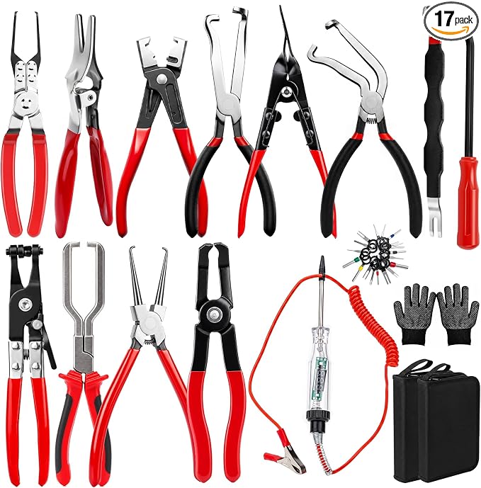 17PC Electrical Disconnect Pliers & Terminal Removal Kit for Cars