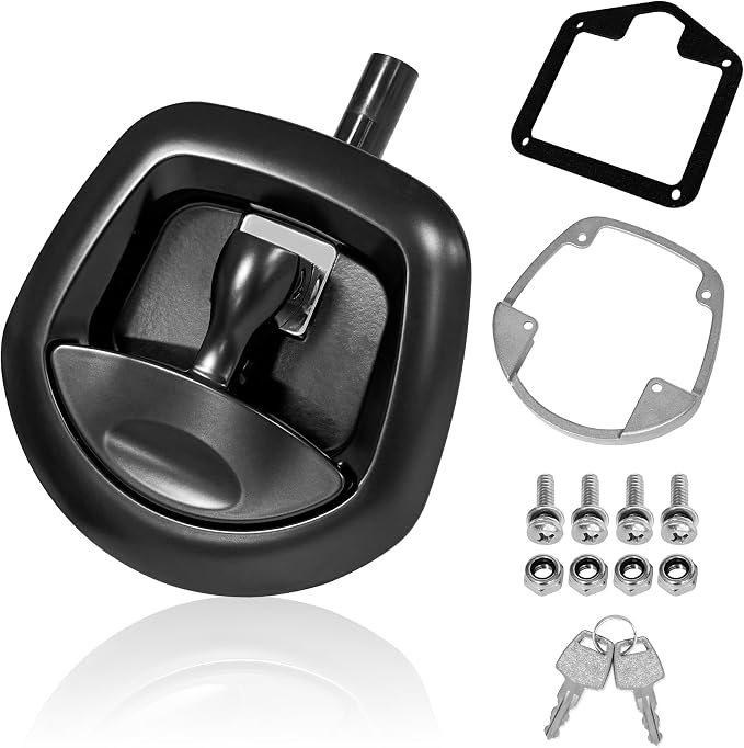 Compression Whale Tail Locks Truck Tool Box Latch Toolbox Fishtail Lock Lever Replacement T Shaped Handle Paddle Lock with Key Suitable for Truck RVs Trailer Box Black