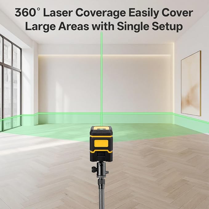 Self Leveling Green Laser Level, 100ft Cross Line Tool with Rotary Function, Class II <1mW 635nm, 3 Brightness Modes, Magnetic Bracket, IP54 Dust/Water Resistant