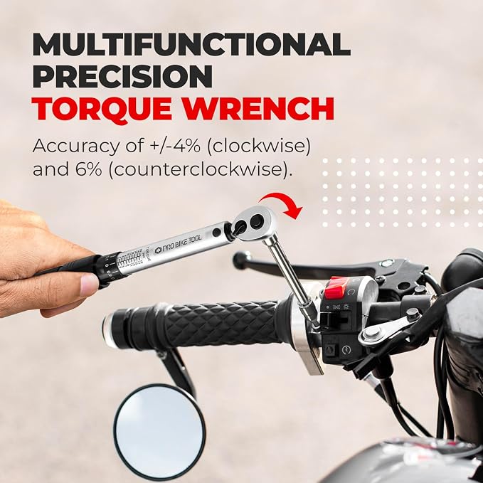PRO BIKE TOOL Bike Torque Wrench Set - 1/4 Inch Drive, 2.2-16.9 Nm | 20-150 in-lb, Allen & Torx Bits, Extension Bar, Protective Storage Case