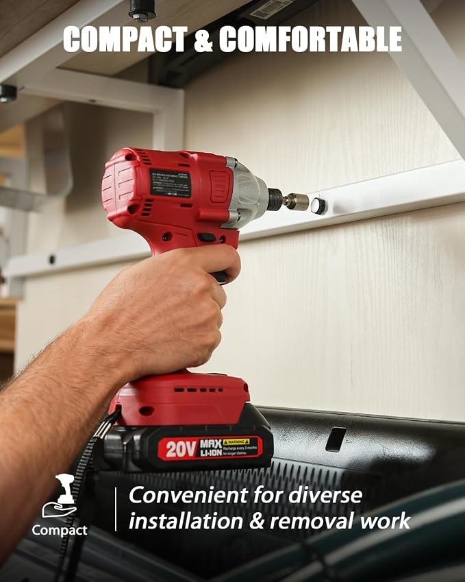 AVID POWER 20V Brushless 1/4'' Impact Driver Kit, 2220in-lbs High Torque, 2-Speed Mode, Variable Speed Cordless Impact Driver, Brake Stop Function, Compact Design with LED Light, 4 Sockets & 4 Bits