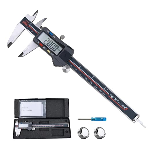 Digital Caliper, 0-6 Inch/150mm Stainless Steel Vernier Caliper Digital Micrometer with Large Screen, Easy Switch from Inch Metric Fraction, Equipped with A Data Output Port