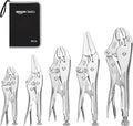 Amazon Basics 5-Piece CR-V Locking Pliers Set with Wire Cutters, 2 Straight Jaw, 3 Curved Jaw, 6.5-10 inch, Silver, Carrying Case