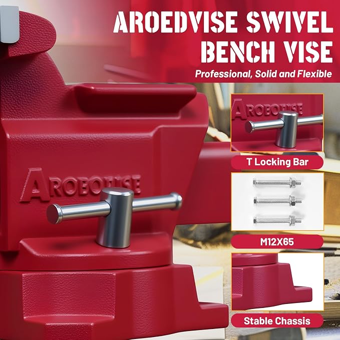 5.5"Bench Vise, 5"Jaw Opening 210° Swivel Base 3.2" Throat Depth