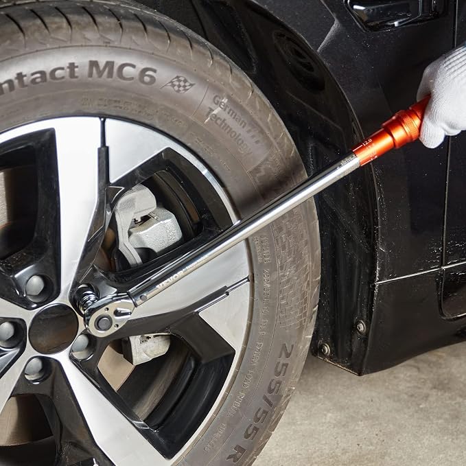 VEVOR Torque Wrench 3/8-inch Drive 10-80ft.lb/14-110n.m Click Torque Wrench | Auto or Instruments Repairing, Chrome Vanadium Steel, Dual-Direction Adjustable, with Double Range Scales, Adapters, Orange