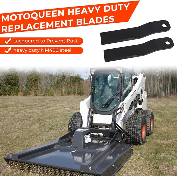 MOTOQUEEN Replacement Blades for Wolverine BC-13-72W Brush Cutter, Heavy Duty NM400 Steel Brush Hog Blades for Skid Steer Mowers, 2 Pack, 14-1/2" x 2-3/4" x 3/8", 1" Mounting Hole