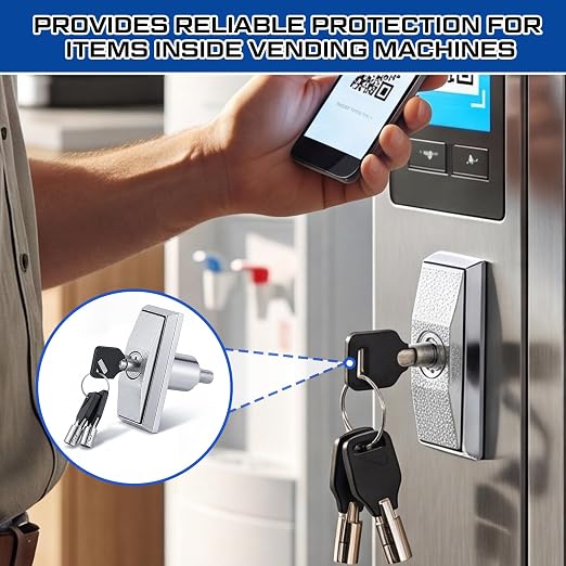 Set of 2 Universal Vending Machine Lock with T-Handle and 6 Keys Zinc Alloy Lock Replacement for ATM Candy Snack Machine (2.95 Inch,Screw)