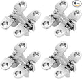 4 Pack Stainless Steel 180 Degree Hidden Hinges for Doors & Cabinets - Invisible Cross & Swing Hinges