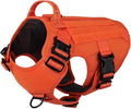 ICEFANG Tactical Dog Harness for X-Large Dogs,Reflective No Pull Dog Vest | with Control Handle,Adjustable,Front Hook,2 Leash Clips,Soft Padded,MOLLE Panel,Orange,X-Large