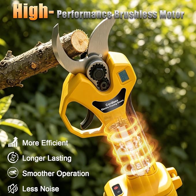 2-in-1 Cordless Pruning Shears with Pole Compatible with DeWalt 20V Battery (Tool Only, No Battery), 8FT Reach Pole Pruner, 1.2" Cut, Brushless Electric Branch Cutter for Tree Trimming & Gardening